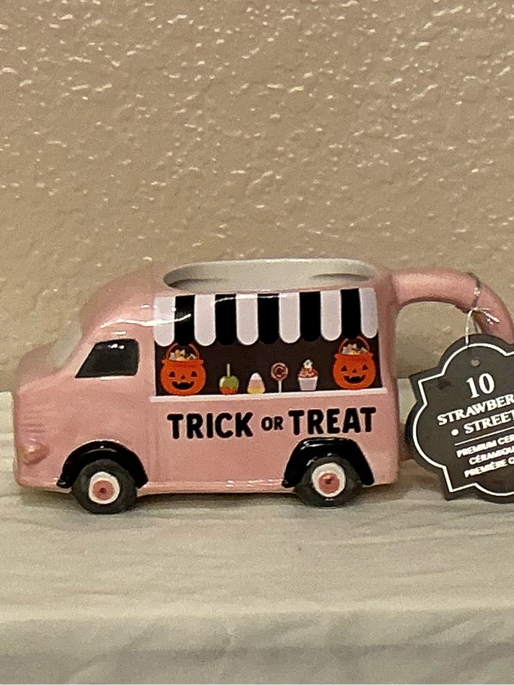 Pink 'Trick or Treat' Candy Truck Ceramic Mug